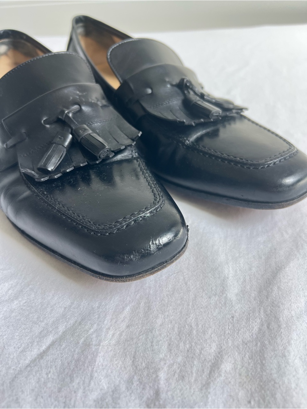 Salvatore Ferragamo Black Leather Tassel Kiltie Loafers - Picture 5 of 7